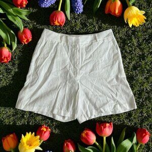 ANINE BING Candice White High Rise Linen Blend Shorts Size 40 US 10